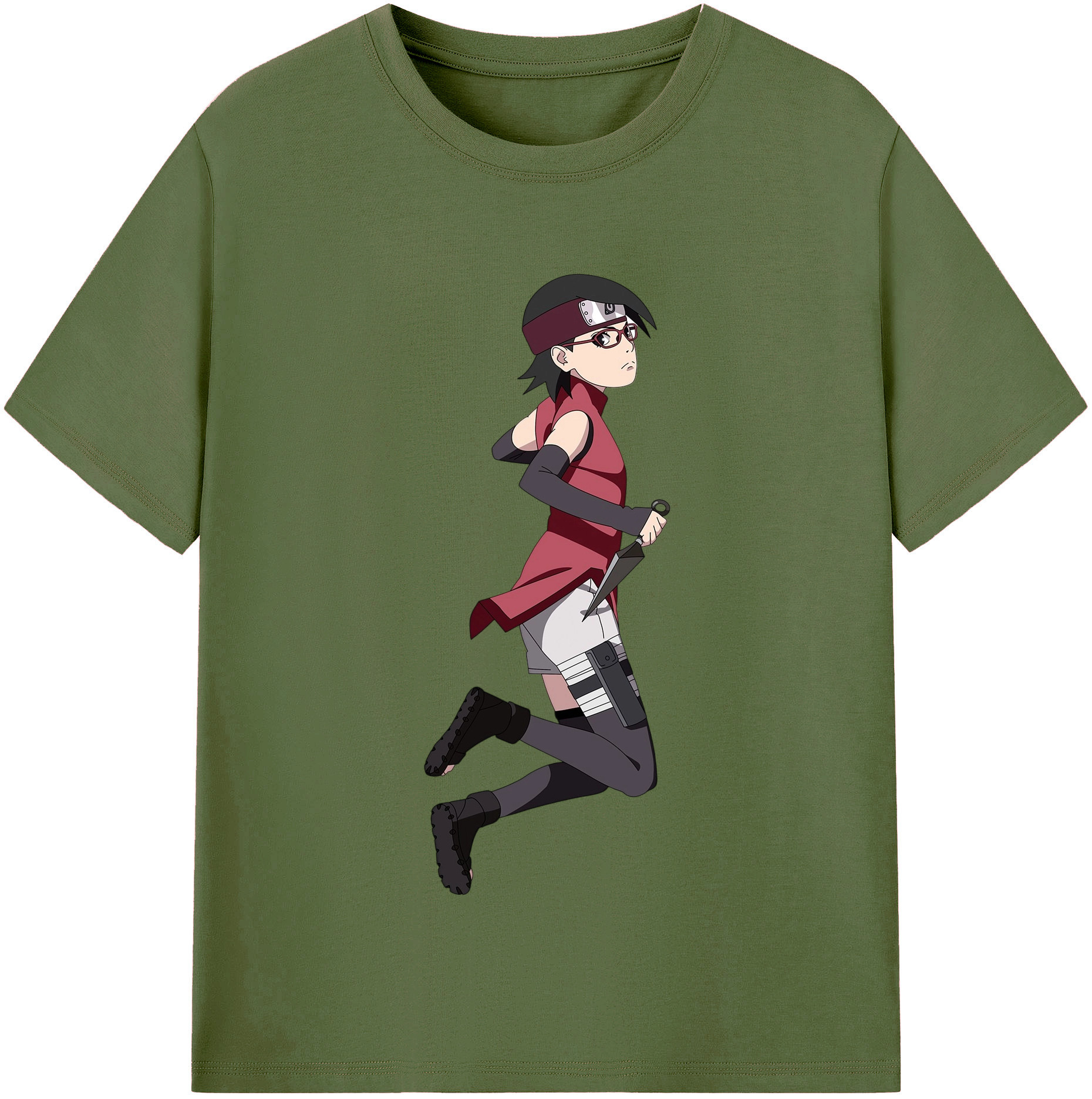（画像用） NARUTO -ナルト- うちは サラダ Uchiha Sarada 綿100％半袖Tシャツ（フロントプリント）